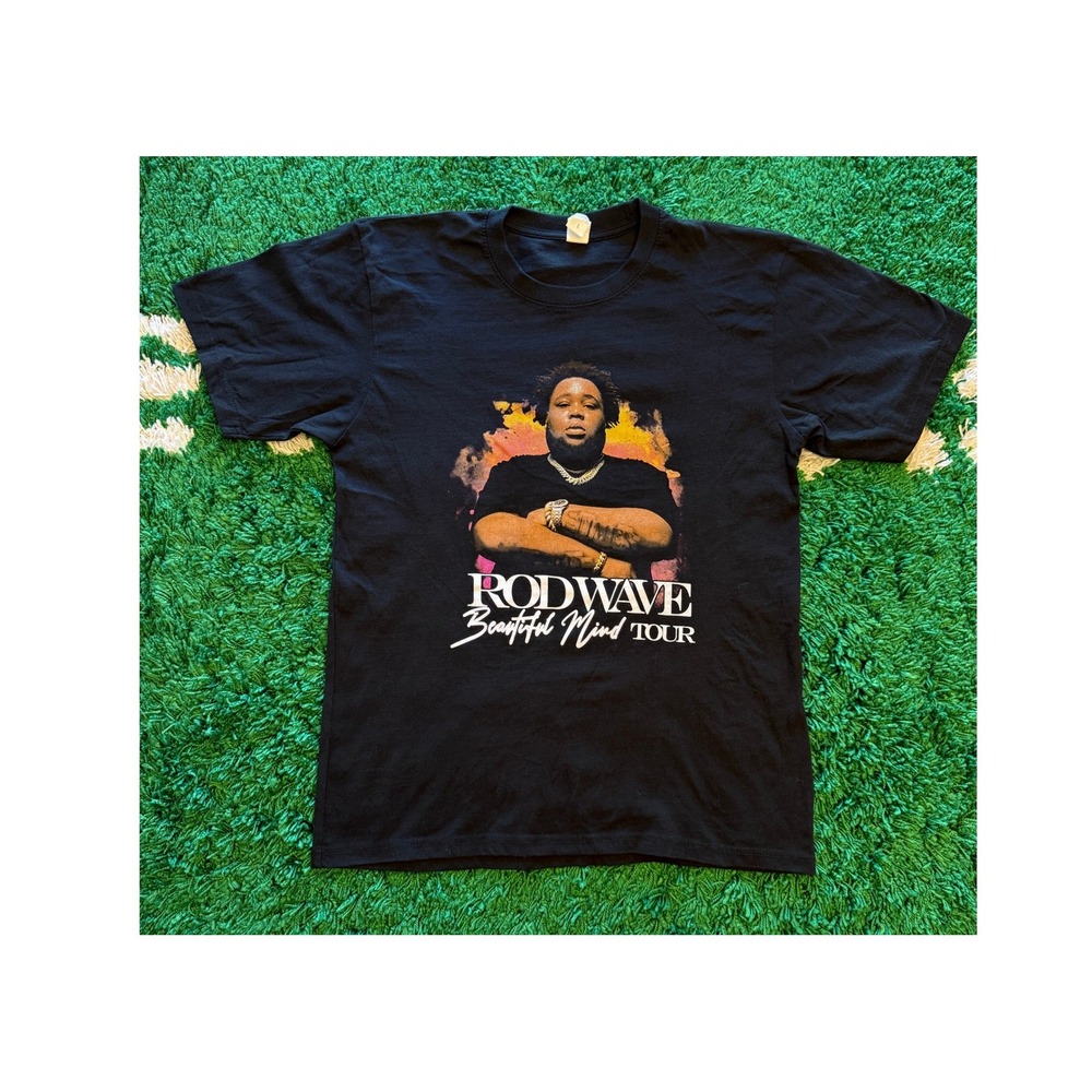 Rod Wave Beautiful Mind Tour‎ T-Shirt Mens Large Black Excellent Graphic Tee